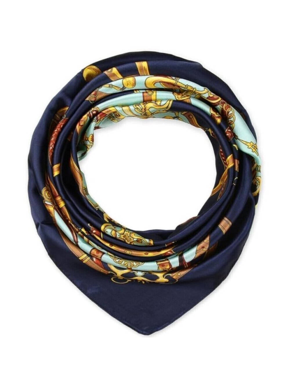 🆕 Women Blue Square Hair Scarf Silk Curly Headband Tie Sleeping Night Fashion